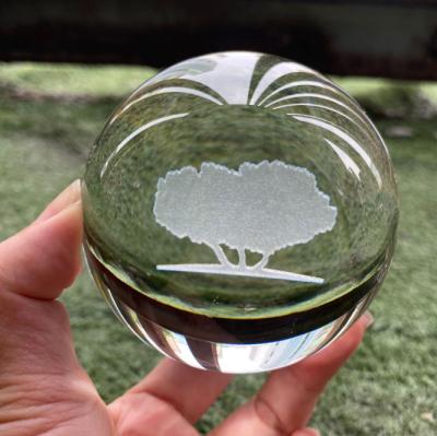 China Europe Personalized 3d Laser Engraving Display Planets Crystal Ball Sphere With Base For Business Gifts for sale