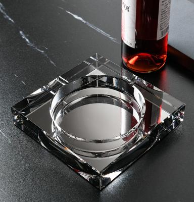 China Handmade Crystal Glass Cigar Ashtray Set Black Cigar Ashtray for sale