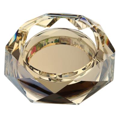 China Handmade Large Octagon Rainbow Coating Crystal Ashtray for Cigarettes or Cigars for sale