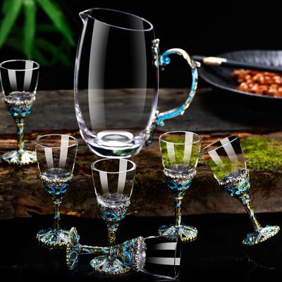 China New Design Washable Enamel Decanter Wine Glass Gift Set for sale