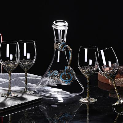 China Retro Viable European Style Red Wine Crystal Glass Decanter Set for sale