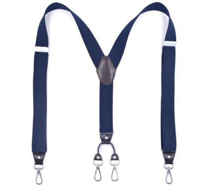 China For Adults New Style Men's Y Shape Formal 4 Clips Navy Blue Adjustable Suspenders Braces Belt for sale