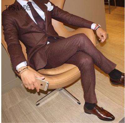 China Fashion Anti Shrink Wine Red Men Suits 2 Pieces Designer Wedding Business Suit For Men WF656 for sale