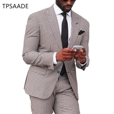 China New Fashion Breathable Custom Plaid Wedding Mens Fits 2 Pieces WPY002 for sale