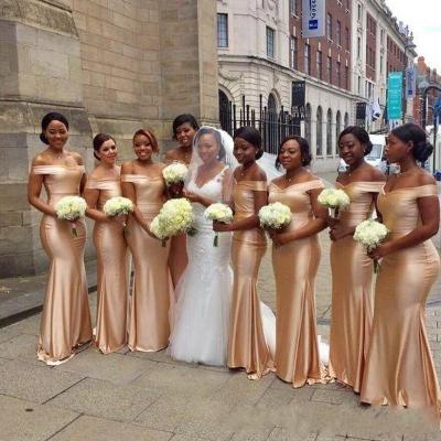 China African Anti-Static Mermaid Bridesmaids Dress Black Long Gold Girl Wedding Guests Prom Dress for sale