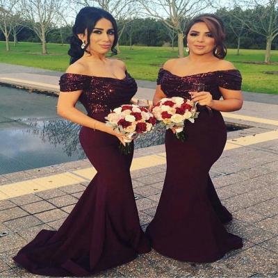 China Promotion Burgundy Breathable Mermaid Long Bridesmaid Dresses Sequined Wedding Guest Dresses Maid Plus Size Bridesmaid Dresses for sale