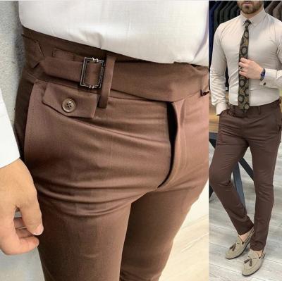 China Breathable Brown Tile Pleated Pants Royal Blue Double Pleated Latest Pants Stylish Slim Fit Formal Pants Mens Suit Pants Design 1 Piece for sale