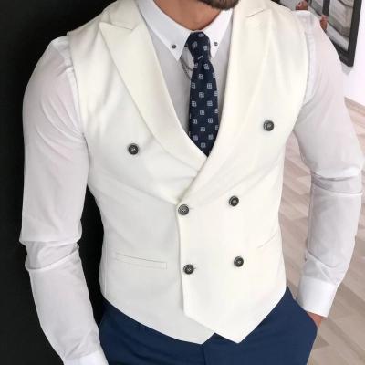 China Anti Shrink White Double Breasted Vest For Men Suit Homme Slim Fit Wedding Invest Groom Suits Mens Vest Men's Vest Only For Party for sale