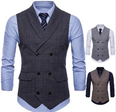 China Wholesale Cotton Anti-Shrink 4 Seasons Mens Invest Formal Casual Slim Fit Men's Double Breasted Vest In Stock for sale