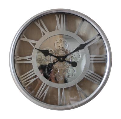 China CLASSIC Hot Direct Metal TOOTH Wall Clock Silver Factory Sale Clocks Custom With Moving Gear for sale