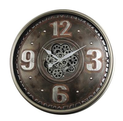 China Hot Direct Sale Factory Style Antique Digital Movie Clock Luxury Style Wall With Gears TOOTH Gear Moving for sale