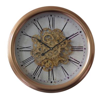 China CREATIVE High Quality Etched Tooth Roman Numeral Clocks Retro Metal Clock Wall Moving Gear for sale