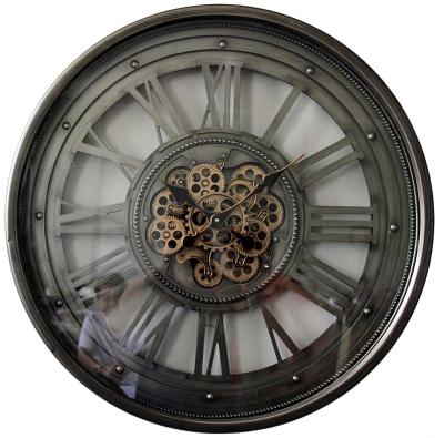 China Factory Style Antique Hot Sale Movable Gear Design Clock Retro Dinner TOOTH Clocks Wall Roman Numerals for sale