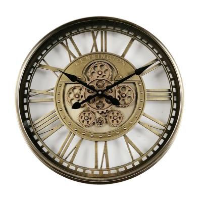 China Antique Style Face Metal Gear Glass Clock Decorate Outdoor Wall Clock For Sale for sale