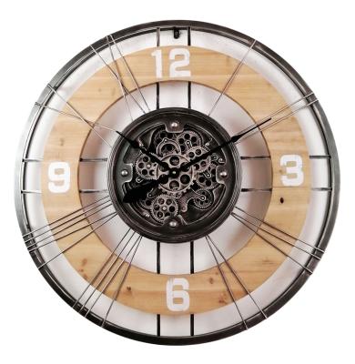 China Antique Hot Selling Metal Gear Wall Gear Antique Movable Unique Porcelain Clock Designs Factory Style Home Decor for sale