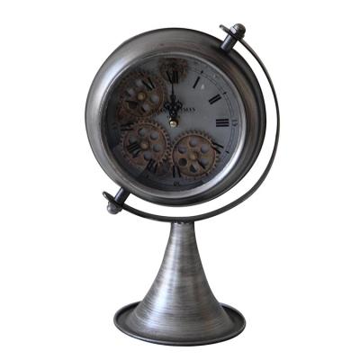 China Retro Antique Style Custom Gear Clock Industrial Style Metal Table Clock For Room Decoration for sale