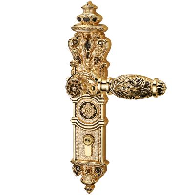 China Solid Wood Door Lock Handle [Full Brass Villa] Solid Wood Handle For Interior Door for sale