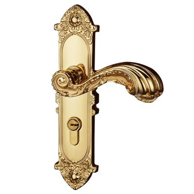 China Full [Full Brass] European Classic Type Brass Door Lock Interior Wood Handle for sale