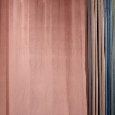 China Sage Copper Rose Long Window Shades Velvet Modern Line Curtains Blackout Drapes for sale