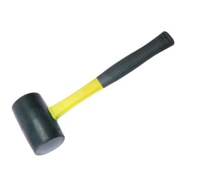 China Yellow Color Fiberglass Handle Hammer Professional Floor Ceramic Tile Installation Fiberglass Rubber Hammer for sale