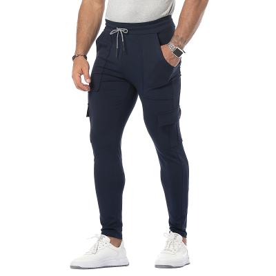 China Anti-Wrinkle Sports Running Pants Men's Multi-pocket Overall Gym Workout Jogging Pants Mens Tight Running Trousers for sale