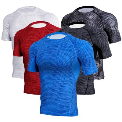 China Breathable Men's Gym Muscle Running Sports T-shirt Fitness Base Layer Short Sleeve Top for sale