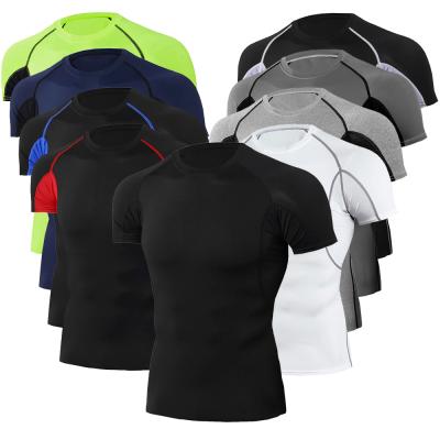 China 2022 New Breathable Quick Dry Compression Workout Short Sleeve Sportswear Sweatshirt Gym Running Cool Tight Men for sale