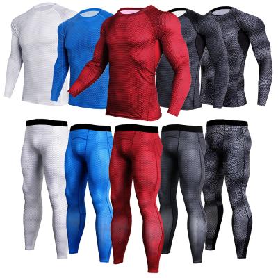 China Breathable Sportswear 2 Pieces Set Wholesale Mens Running Tights Compression Fitness Training Suit for sale