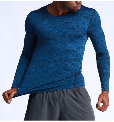 China Quick-Drying Sports Band Color Mens Sports Running Top Long Sleeve Breathable Tight Top Gym T-Shirt for sale