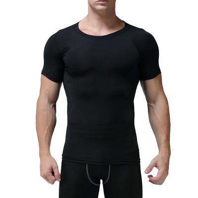 China New seamless summer casual sports running tight short sleeve men's workout tights quick-drying outdoor running top for sale