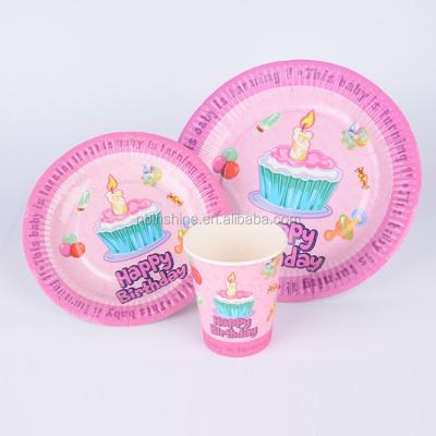 China Professional Paper Supplier Kids Birthday Party Cups Napkins Bulk Paper Plates for sale