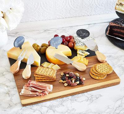 China Viable in 2022, the popular natural slate is inserted into the cheese board, and the simple cheese knife is installed into the wooden acaica for sale