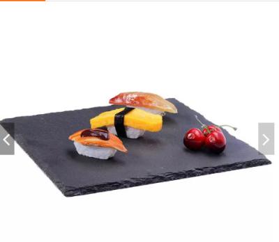 China 2022 Sustainable Natural Stone Slate Square 20*20 Blackstone Dish Knife Board , Japanese Wedding Decorative Plates And Steak Dish for sale