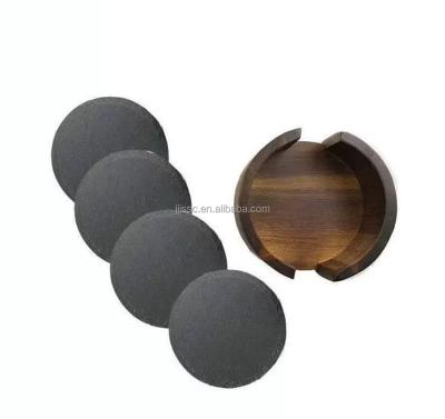 China Sustainable Bulk Helm Style 4 x 4 Slate Coaster Square 4x4 Slate Coasters Bamboo for sale