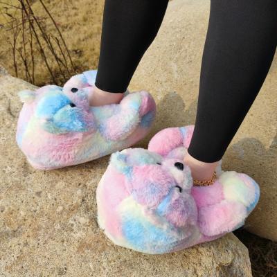 China Fashion Trend Black Teddy Bear Slippers Kids Cute Adult Teddy Bear Slippers For Women for sale