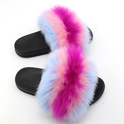 China Small Anti-Slip Slides Raccoon Fur Slippers PVC For Size Customized 1pcs Available US Sice 6.5-11 Women OPP Bag Real Fox Fur Anti-Slip for sale