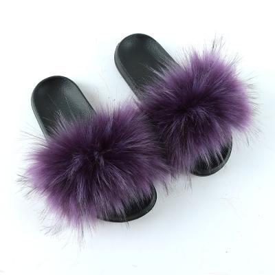 China Wholesale Luxury Breathable Loads Furry Ladies Plush Designer Fashion Fox Shoes Cute Faux Fur Slides For Women for sale