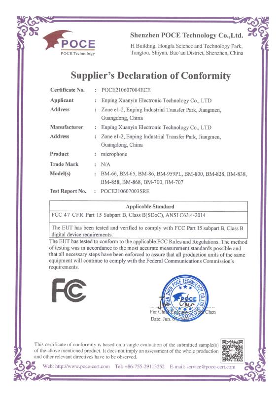 FCC - Enping Xuanyin Electronic Technology Co., Ltd.