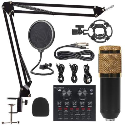 China BM800 Professional Desktop Condenser Microphone V8 Sound Card Set For Live Webcast Recording for sale