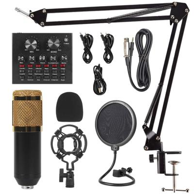 China BM800 Shock Mount Condenser Microphone Kit with V8 Sound Card Set for Live Streaming for sale