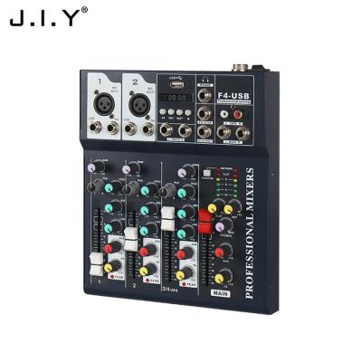 China Portable Disco/Bar/Club/Home Channel Audio Mixer Console USB Sound Mixing Computer J.I.Y F4-USB 4 Input 48V Phantom Power Monitor For Home for sale