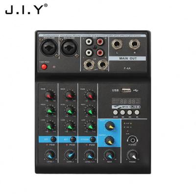 China Newest Headphone Monitor J.I.Y F-4A 2021 Mini 4 Channel USB Audio Mixer Console Port for sale