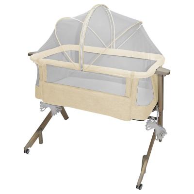 China Dismountable Collapsible Crib Height Adjustment Bed Quilting Portable Solid Wood Modern Baby Sleep Bed for sale