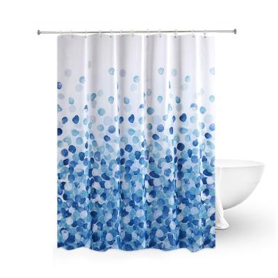 China Hot Selling Polyester Bubble Shower Curtain Blue Amazon Bathroom Toilet Viable Blocking Waterproof Curtain Curtain To Send C Ring for sale