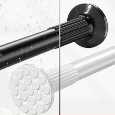 China 92-127cm Easy Installation Clothing Rod Curtain Rod Balcony Retractable Clothes Without Hole Easy Stretch Bathroom Shower Curtain Single Rod for sale