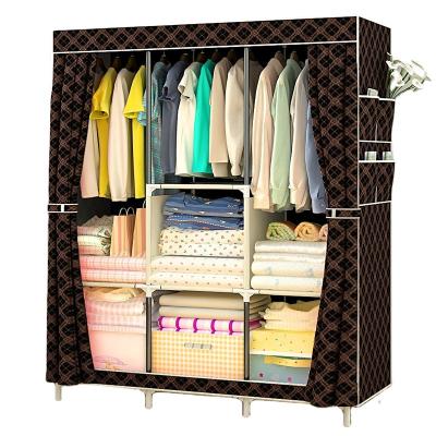 China Factory Adjustable Portable Cloth Furniture Cloth Folding (Waist) Wardrobe Wardrobe With Double Door And Cloth for sale