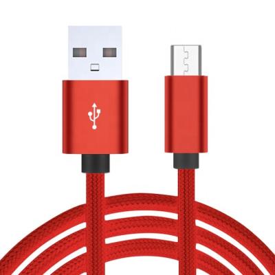 China MP3/MP4 Player Red Color 1 Meter 2A Cable USB Cable Charger Nylon Charging Fast Charging Data Cable For Mic for sale