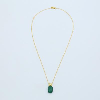 China Office / Quarry 18k Gold Green Malachite Necklace Necklace Natural Custom Jewelry Charm Dangle Women's Necklace for sale