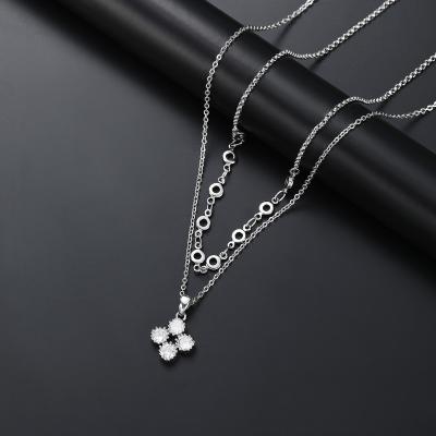 China Romantic INS Hot Sales Chains Multi Layers Women Necklace Flower Diamond Zircon Crystal Jewelry for sale