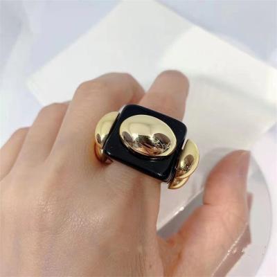 China Romantic Korean Geometric Square Round Resin Acrylic Rings Set For Women Resin Rings Jewelry Women Fashion Accessories for sale